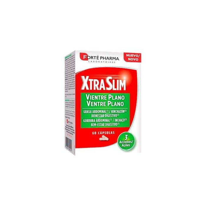 Forté Pharma XTRASLIM Vientre Plano 60 Cápsulas Complemento Alimenticio. Ayuda Control Peso, Quema Grasa y Digestión Hinchazón.