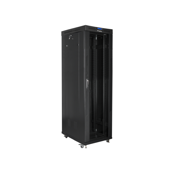 Lanberg FF01-6042-12B Armario Rack 42U Independiente Negro, Capacidad 800kg, IP20, Ruedas, Patas Ajustables y Cerradura 2