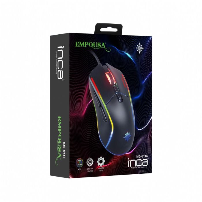 INCA Gaming Maus IMG-GT16 6400 DPI. RGB. 7 Tasten. USB. SW retail 5 INCA Gaming Maus IMG-GT16 6400 DPI. RGB. 7 Tasten. USB. SW retail 5