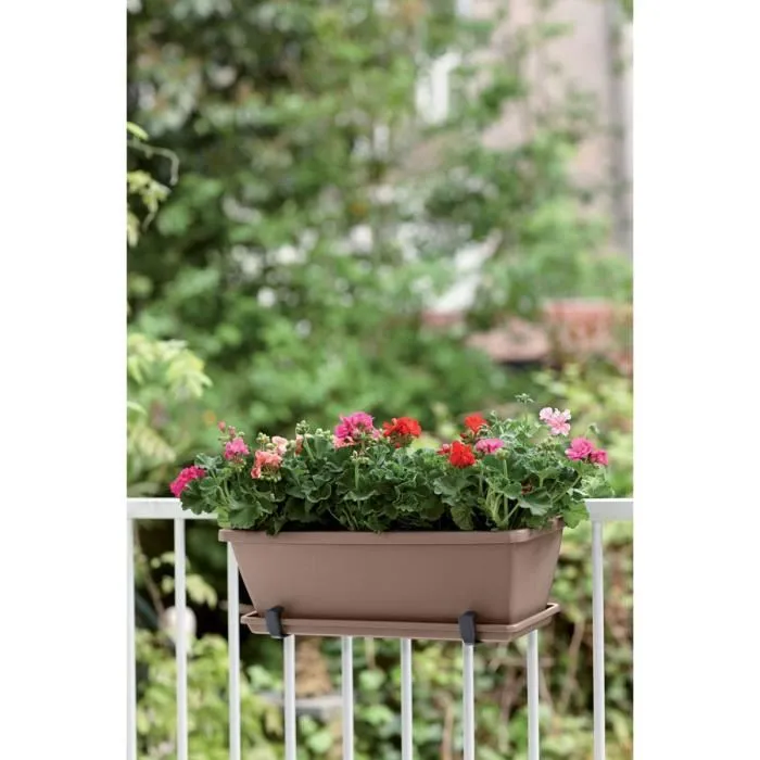 Elho Barcelona Balconniere 50 taupe Platillo para balcón, Ø 45 cm, Alto 15.7 cm 1