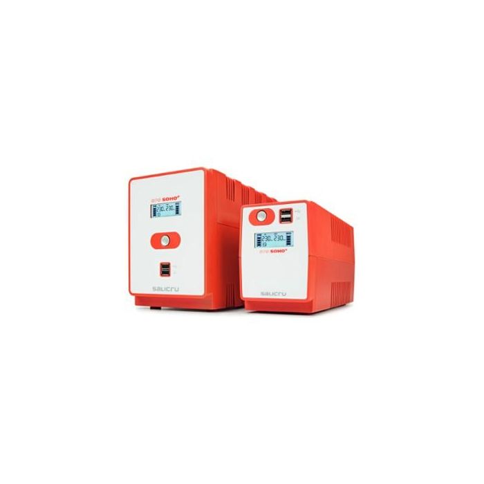 Salicru 647CA000003 SAI/UPS SPS SOHO+ Línea Interactiva 0.85 kVA 480W con 2 Salidas AC, USB y Display LCD