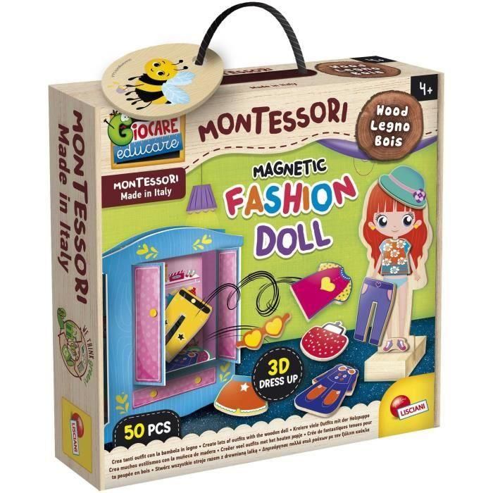 Muñeca de madera para crear fantásticos conjuntos - LISCIANI - Método Montessori Muñeca de madera para crear fantásticos conjuntos - LISCIANI - Método Montessori