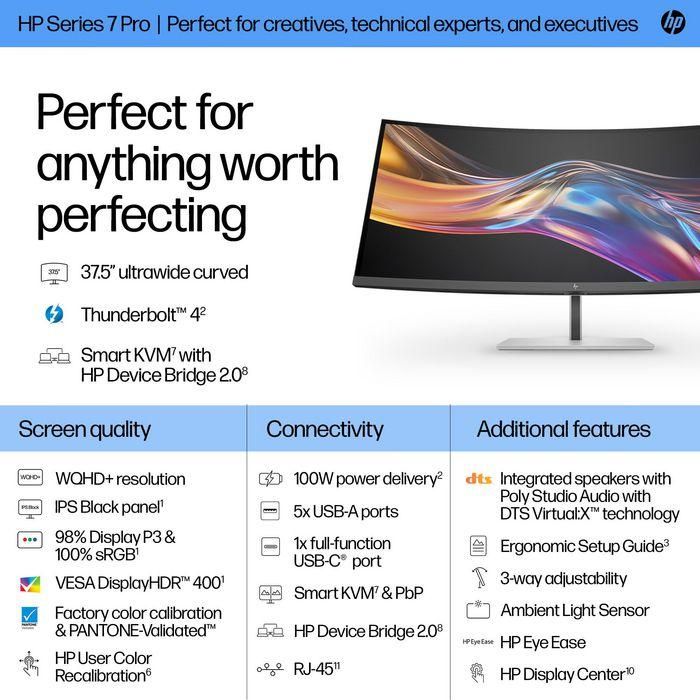 HP Series 7 Pro 37.5 inch WQHD+ Thunderbolt 4 Monitor - 738pu PVC Free 17 HP Series 7 Pro 37.5 inch WQHD+ Thunderbolt 4 Monitor - 738pu PVC Free 17