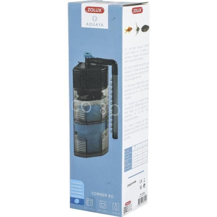 Filtro de esquina interior Zolux - Para acuarios de 40 a 80 L - Caudal de 300 L/h - 5 W 2 Filtro de esquina interior Zolux - Para acuarios de 40 a 80 L - Caudal de 300 L/h - 5 W 2