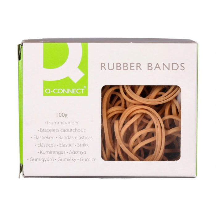 Q-connect Gomillas Elásticas Caja 100 gr Número 5 50 x 2 mm Alta Calidad Caucho Resistente 1