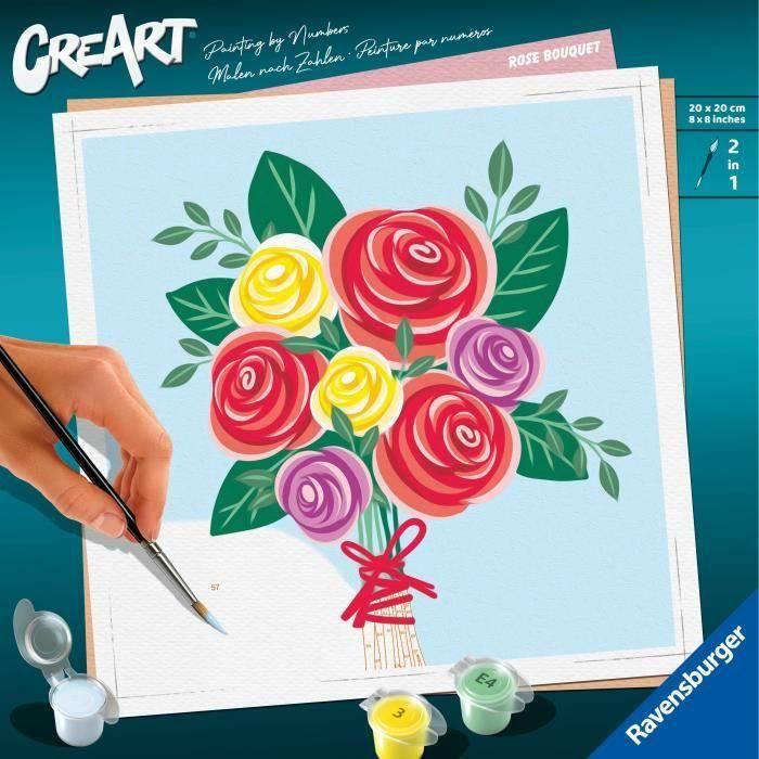 CreArt 20x20 cm Ramo de rosas, Ocio creativo, Adulto, Pintar por números, 25520, Ravensburger 5