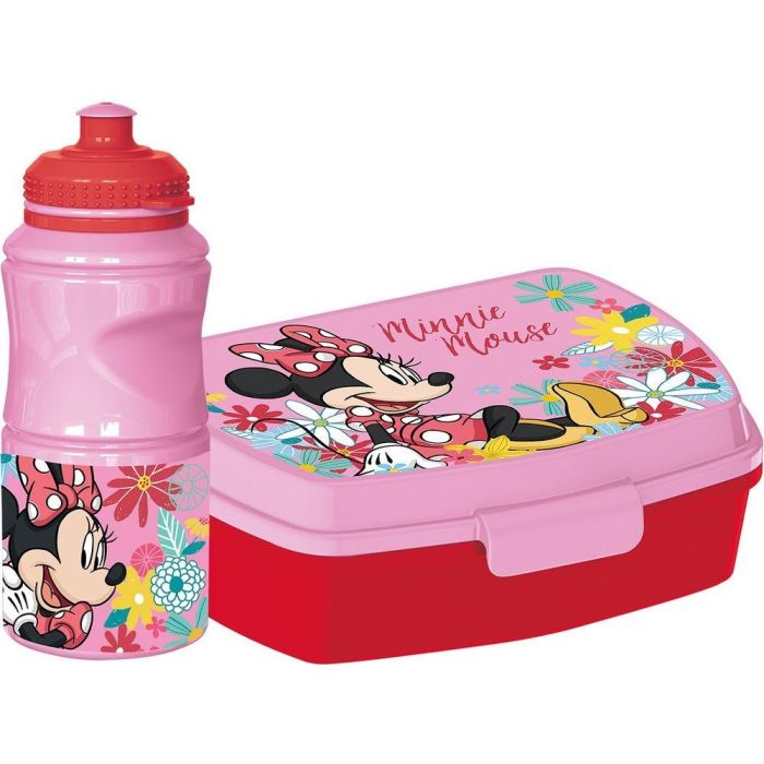 Disney CZ11278 Set Caja Regalo Botella Deportiva Antigoteo 380ml y Funny Sand Box Minnie Libre de BPA para Niños +4 años