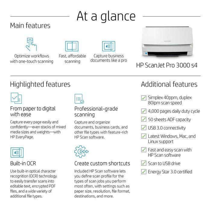 HP ScanJet Pro 3000 s4 Sheet-feed Scanner 5 HP ScanJet Pro 3000 s4 Sheet-feed Scanner 5
