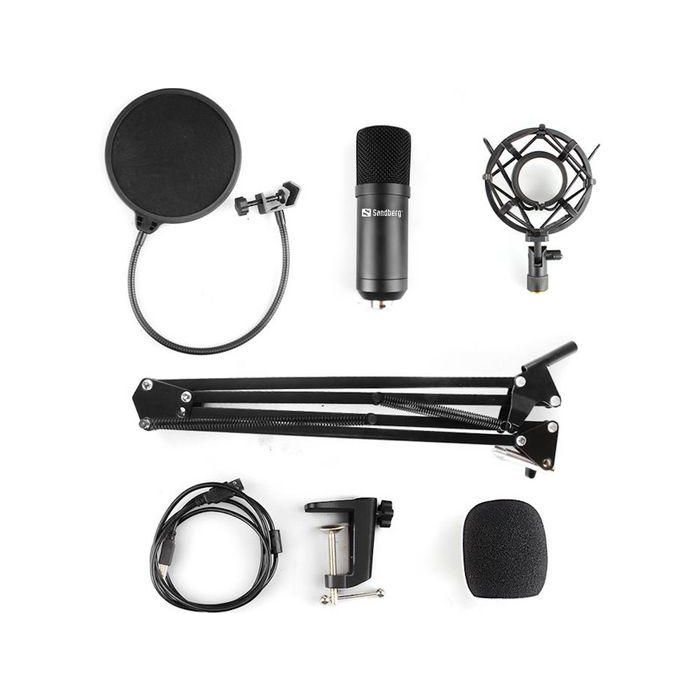 Sandberg Streamer USB Microphone Kit Micrófono de streaming con filtro, protector antiviento y brazo ajustable para PC 1