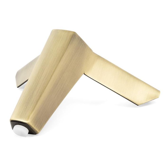 Q&Q Pata Metálica Vector H120 de Metal Duradero, Altura 120mm, Acabado Pulido Latón Cepillado, Ideal para Sofás y Muebles