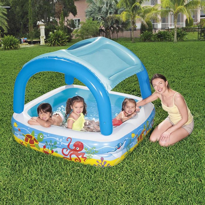 Bestway Piscina Hinchable Infantil Techo Desmontable 140x140x114 cm +2 Años Jardin 52192 15