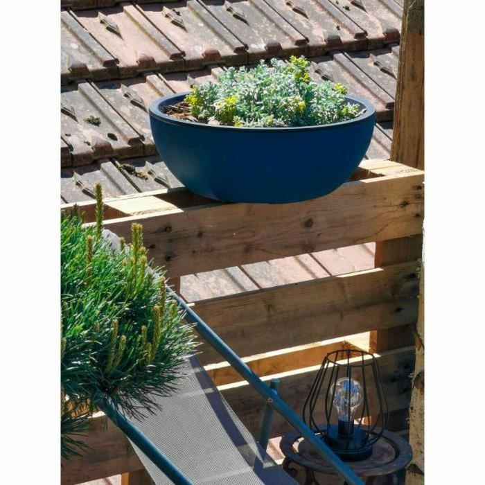 Jardinera redonda RIVIERA COUPE GRANIT - Plástico - Diámetro 40 cm - Azul 1