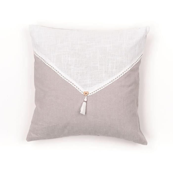 Cojín - HOY - CHARME - Slub x Chambray x Pompon Berenice - 40 x 40 cm 3 Cojín - HOY - CHARME - Slub x Chambray x Pompon Berenice - 40 x 40 cm 3
