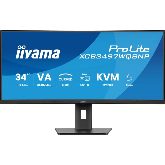 Iiyama Monitor Curvo 34" XCB3497WQSNP-B1, UltraWide Quad HD (3440x1440), VA, 1500R, 120Hz, 95W USB-C PD 7 Iiyama Monitor Curvo 34" XCB3497WQSNP-B1, UltraWide Quad HD (3440x1440), VA, 1500R, 120Hz, 95W USB-C PD 7