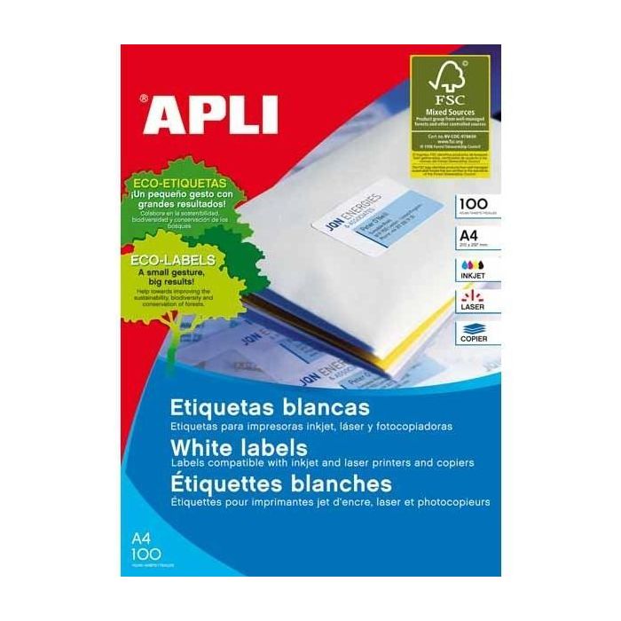 Apli Etiquetas Adhesivas 199,6x289,1 mm Láser Calidad Fotográfica C-Romos 1 X 10H Blanco Apli Etiquetas Adhesivas 199,6x289,1 mm Láser Calidad Fotográfica C-Romos 1 X 10H Blanco