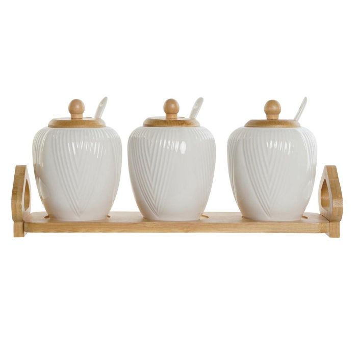 Azucarero Basicos DKD Home Decor Blanco Natural 9 x 7 x 31 cm Set de 4 1