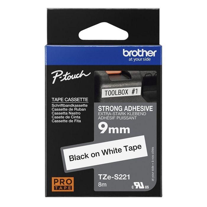 Brother Black on White Tape w/ Extra Strength Adhesive, 9mm, 8m 2 Brother Black on White Tape w/ Extra Strength Adhesive, 9mm, 8m 2