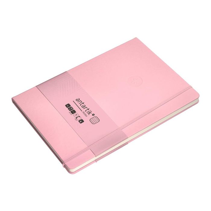 Cuaderno Con Gomilla Antartik Notes Tapa Dura A4 Hojas Cuadricula Rosa Pastel 100 Hojas 80 gr Fsc 5