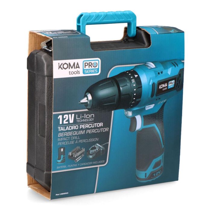 Koma Tools Taladro Percutor 12V TP-K con Accesorios, Batería 2.0Ah y Cargador USB C, Mandril 10mm sin Llave, 2 Velocidades, 32Nm 4 Koma Tools Taladro Percutor 12V TP-K con Accesorios, Batería 2.0Ah y Cargador USB C, Mandril 10mm sin Llave, 2 Velocidades, 32Nm 4
