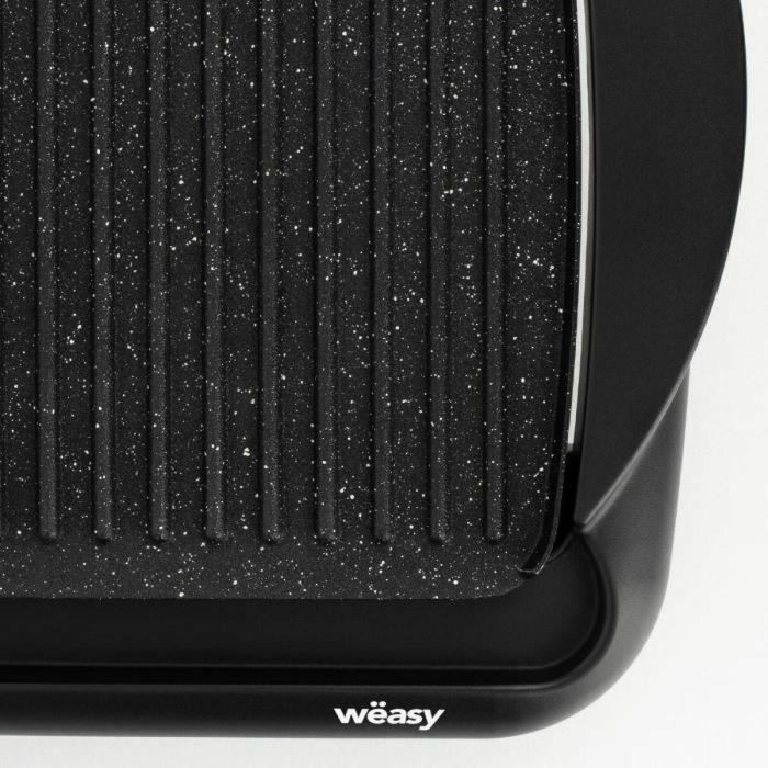 Weasy WEA3760124954777 Plancha Eléctrica 2000W - Placa de Efecto de Piedra 52x27cm - Temperatura Ajustable - Revestimiento Antiadherente - Tanque Removible 2
