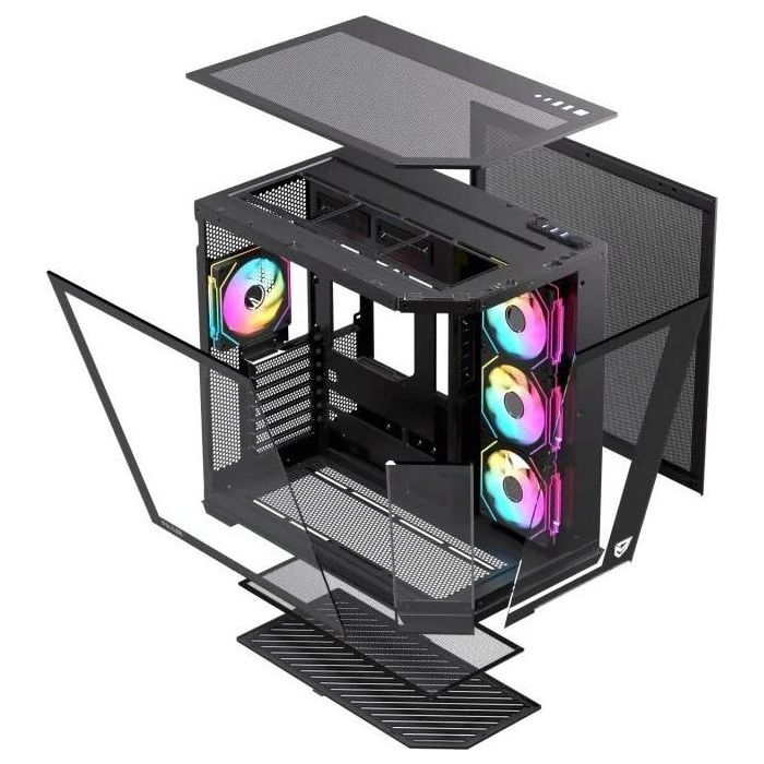Nfortec Caja Ordenador Gaming Pulsar ATX Semitorre con Panel Cristal Templado y Ventiladores A-RGB 1