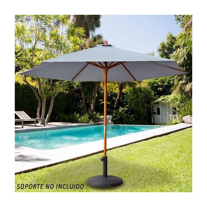 Parasol terraza 300 cm con mástil de madera 4,8 cm color gris 3 Parasol terraza 300 cm con mástil de madera 4,8 cm color gris 3