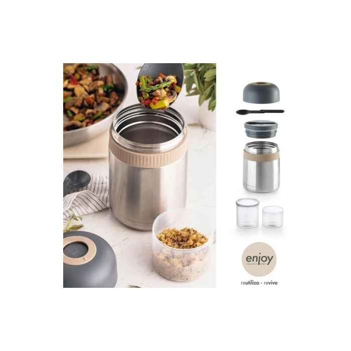 Bra Termo Enjoy Signature A196123, 1000ml, Acero Inoxidable, para Alimentos y Bebidas, Tapa Segura, Base Antideslizante 2