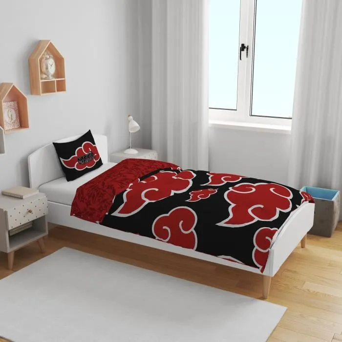 Naruto Akatsuki Juego de Cama Microfibra AAAWI32484 - Funda Nórdica 140 x 200 cm + Funda Almohada 63 x 63 cm 1