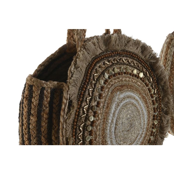 Bolso Mediterraneo DKD Home Decor Crema Marron 11 x 36 x 36 cm (2 Unidades) 1 Bolso Mediterraneo DKD Home Decor Crema Marron 11 x 36 x 36 cm (2 Unidades) 1