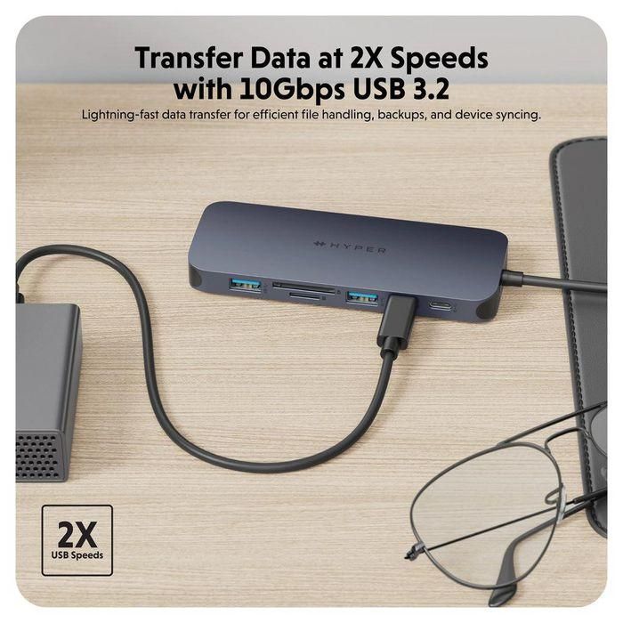 HYPER HD4006GL hub de interfaz USB 3.2 Gen 1 (3.1 Gen 1) Type-C 10000 Mbit/s Azul, Gris 3 HYPER HD4006GL hub de interfaz USB 3.2 Gen 1 (3.1 Gen 1) Type-C 10000 Mbit/s Azul, Gris 3