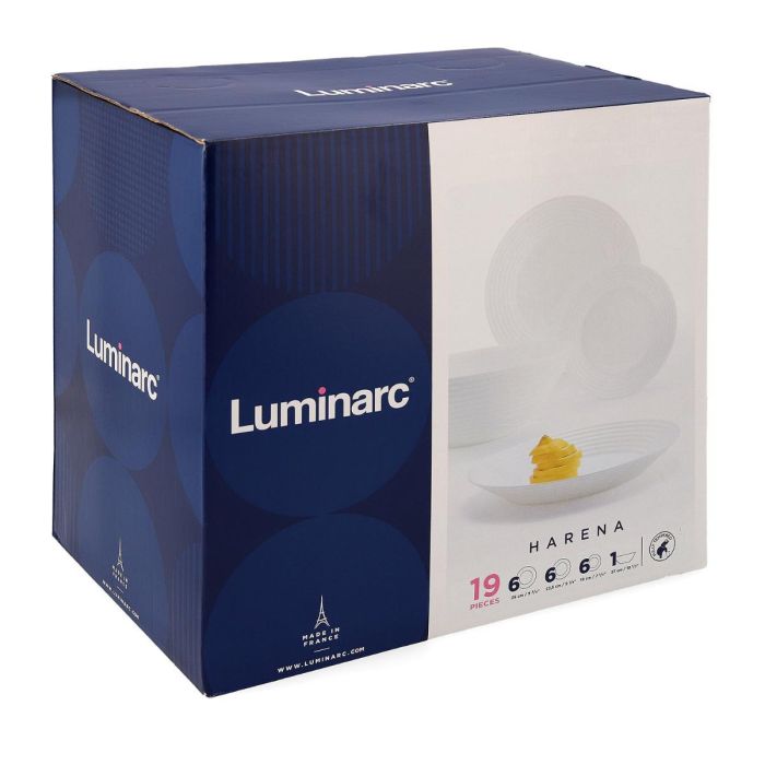 Luminarc Vajilla Opal Harena 19 Piezas - 6 Personas Vidrio Templado Resistente Blanco 3