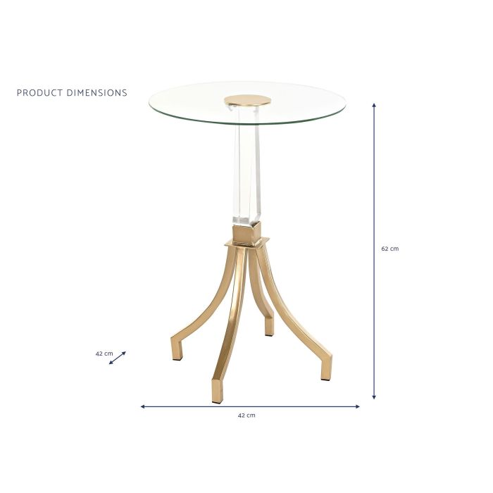 Mesita Auxiliar Glam DKD Home Decor Dorado Transparente 42 x 62 x 42 cm 4