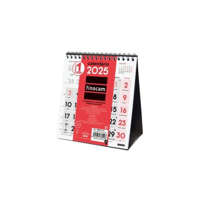 Finocam Calendario De Sobremesa Números Grandes XS-140x150 mm Neutro 2025 1