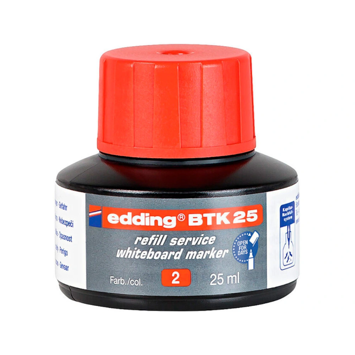 Edding BTK-25 Tinta Recambio Rotulador Pizarra Blanca Color Rojo Bote 25 ml 1 Edding BTK-25 Tinta Recambio Rotulador Pizarra Blanca Color Rojo Bote 25 ml 1