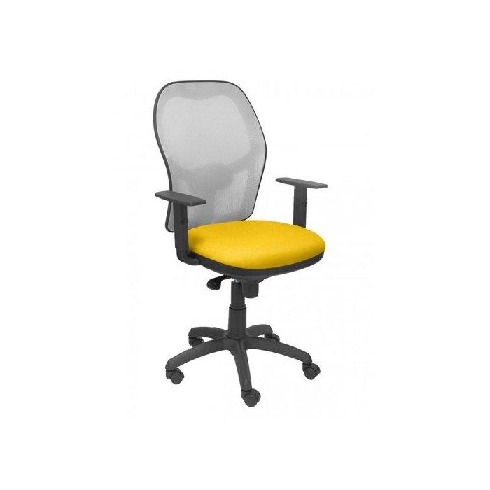 Silla Piqueras Y Crespo Jorquera Brazos Regulables Mecanismo Sincro Con Regulador De Tension Respaldo De Malla Gris Y Asiento Tapizado Bali Amarillo