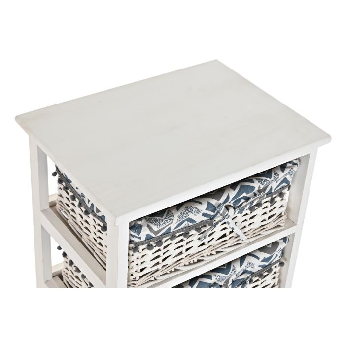 DKD Home Decor Cajonera de 3 Cajones de Madera Paulownia y Mimbre Blanca y Azul 40x29x59 cm 1 DKD Home Decor Cajonera de 3 Cajones de Madera Paulownia y Mimbre Blanca y Azul 40x29x59 cm 1