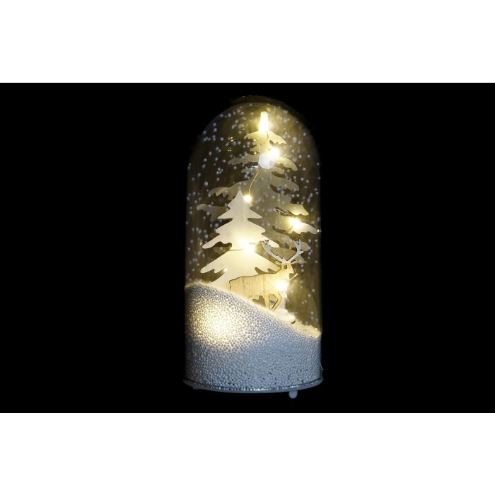 DKD Home Decor Árbol Decoración Luminosa Navidad Moderna LED de Cristal Blanco Gris 12x12x27 cm, Funciona con 3 Pilas AA, 2 Unidades 1