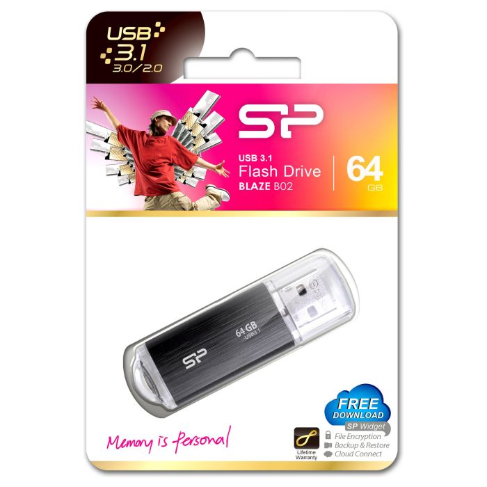 Silicon Power Stick USB 3.1 64GB B02 Negro