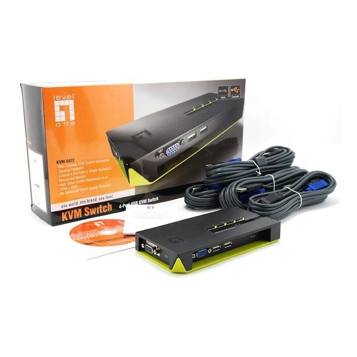 KVM Switch 4-Fach | VGA + 2xUSB Level One 2 KVM Switch 4-Fach | VGA + 2xUSB Level One 2