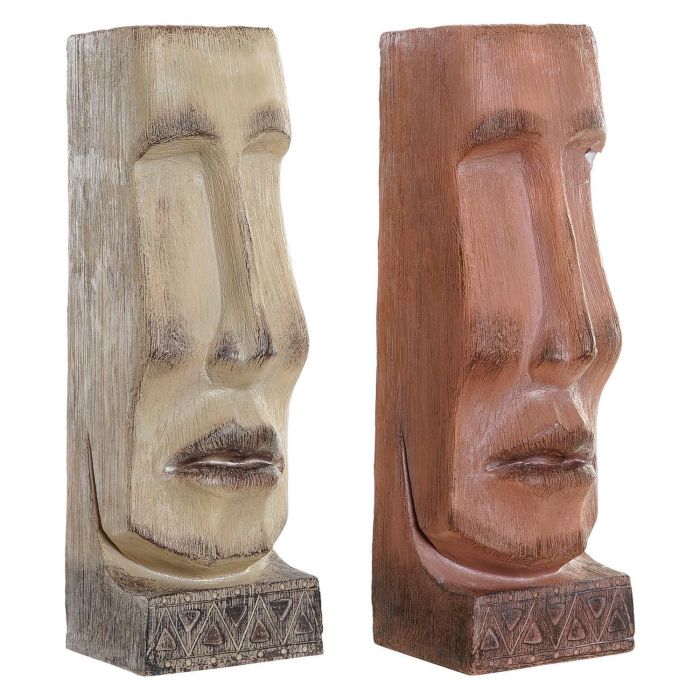 Macetero DKD Home Decor 16 x 17 x 49 cm Cara Beige Terracota Resina (2 Unidades) Macetero DKD Home Decor 16 x 17 x 49 cm Cara Beige Terracota Resina (2 Unidades)