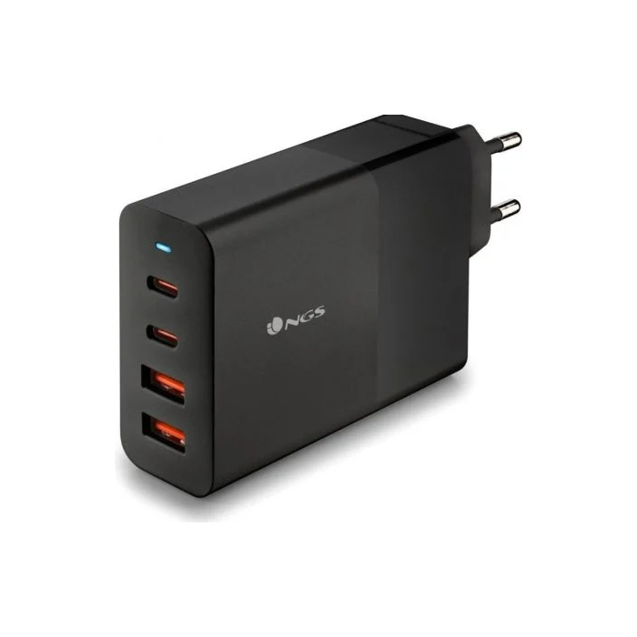NGS Cargador Pared GaN BUD100W 100W 4 Puertos USB-C PD/PPS y USB-A QC 3.0 Carga Rápida para Smartphones Tablets y Portátiles 1
