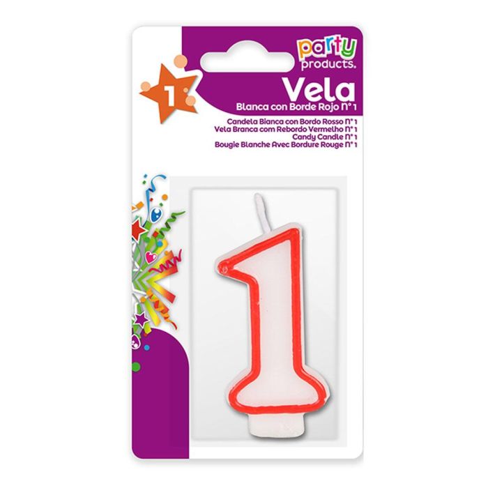 Best Products Vela N° 1 Cera Repostería Número Rojo / Blanco 1 Best Products Vela N° 1 Cera Repostería Número Rojo / Blanco 1