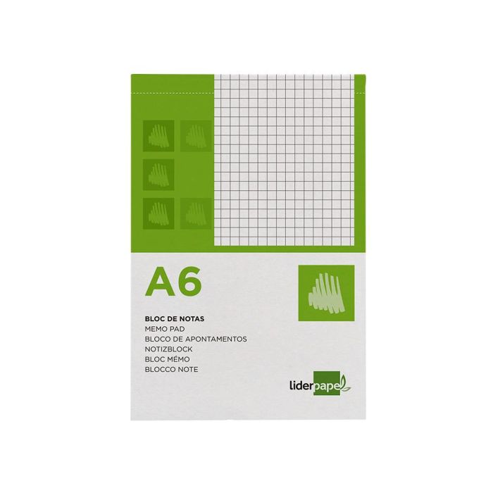 Bloc Notas Liderpapel Cuadro 4 mm A6 80 Hojas 60 gr-M2 Perforado 10 unidades 1