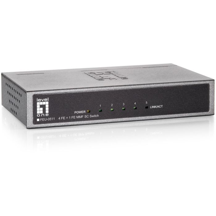 Level One FEU-0511 Switch 4x FE 1x SC Multimodo Fibra Metálica