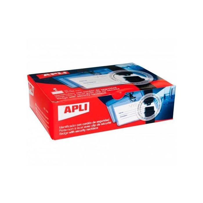 Apli Caja De 25 Identificador Horizontal 90x56 mm Con Cordón De Seguridad Apli Caja De 25 Identificador Horizontal 90x56 mm Con Cordón De Seguridad