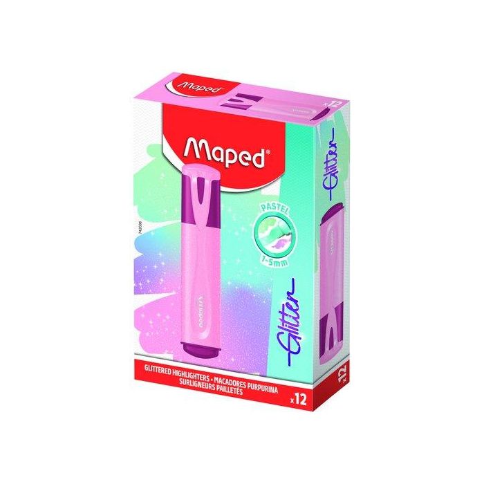 Marcador Fluor Maped Fluo Glitter Rosa