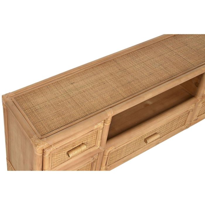 DKD Home Decor Mueble para TV Tropical de Abeto y Ratán Marrón Claro Acabado Natural con 5 Cajones y 1 Estantería 120x30x45 cm 3 DKD Home Decor Mueble para TV Tropical de Abeto y Ratán Marrón Claro Acabado Natural con 5 Cajones y 1 Estantería 120x30x45 cm 3