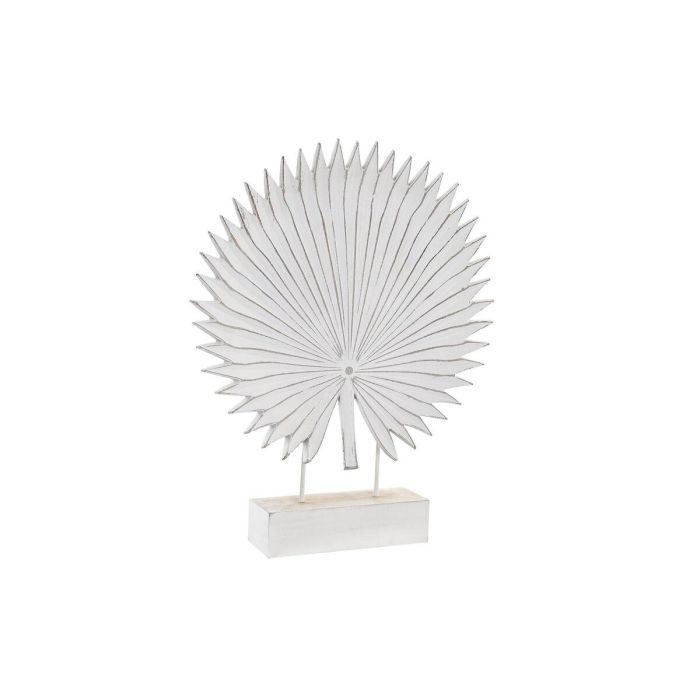 DKD Home Decor Hoja Decoración Tropical de MDF y Metal Blanco Hecha a Mano 7x46x36 cm
