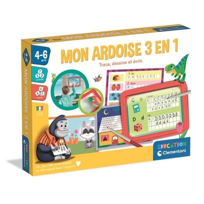 Clementoni 52673 Mi Taller de Escritura - Juego Educativo Infantil: Aprende Alfabeto, Palabras, Lenguaje con Pizarra y Tarjetas Pre-escritura