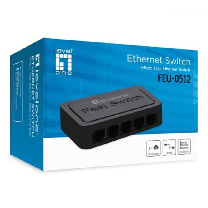 LevelOne Switch Sobremesa 5 Puertos Fast Ethernet 10/100 Mbps FEU-0512 1